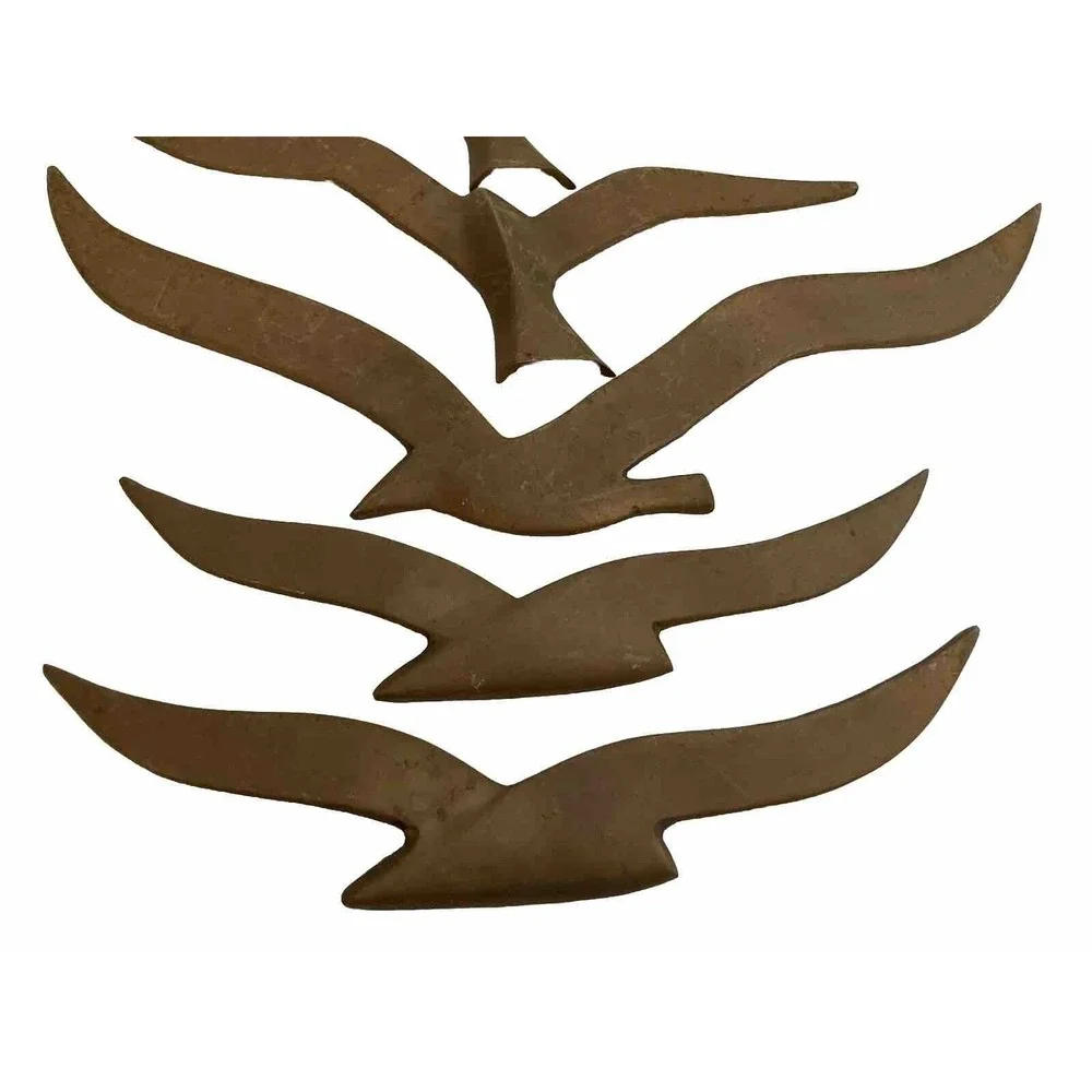 Vintage Solid Brass Bird Flying Seagulls Wall Hanging Set of 5 Made in India